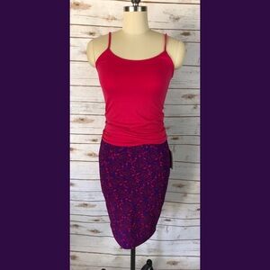 LuLaRoe Pink & Purple Floral Cassie Pencil Skirt